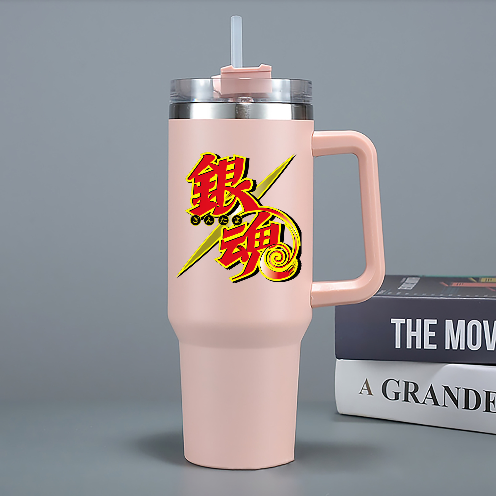 （画像用） ぎんたま 坂田銀時（さかたぎんとき） 神楽 志村新八（しむら しんぱち） GINTAMA Sakata Gintoki Kagura Shimura Shinpachi 1200mL車用タンブラー - クリスタルステッカー（プラスチックストロー付き）